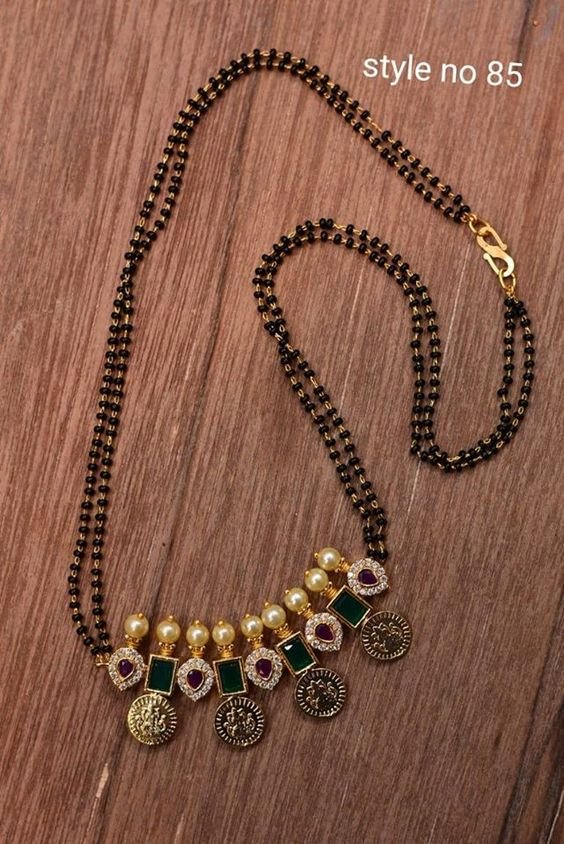Black Beads Work Mangalsutra Design