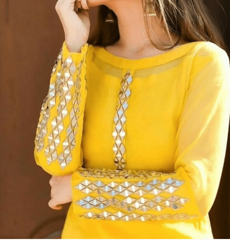 Mirror Work Kurti Designs