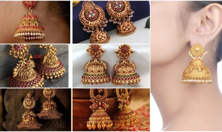 Gold Antique Jhumka Earrings