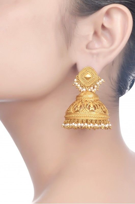 Gold Antique Jhumka Earrings