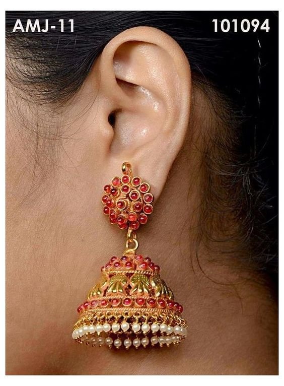 Gold Antique Jhumka Earrings