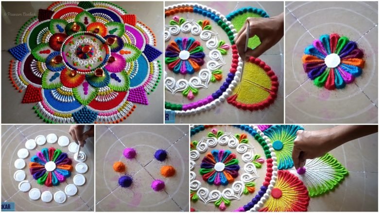 Colorful attractive and unique rangoli design for festivals