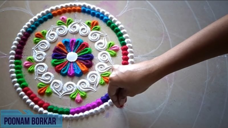 Colorful attractive and unique rangoli design for festivals 11