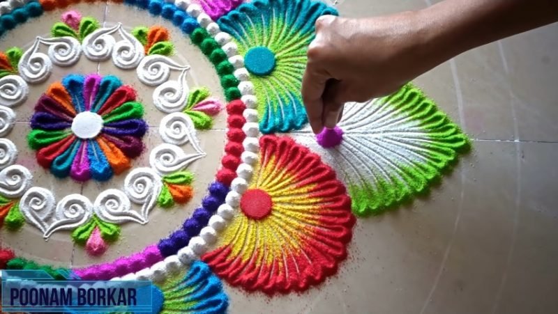 Colorful attractive and unique rangoli design for festivals 16