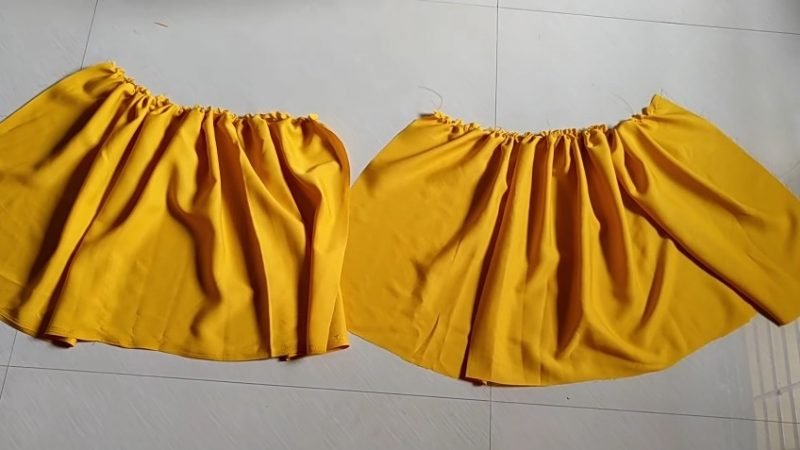 making ruffles on yellow cloth