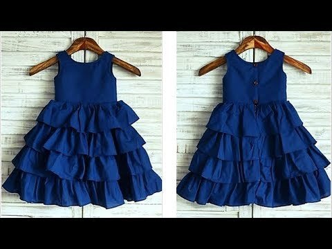 blue ruffled baby frock