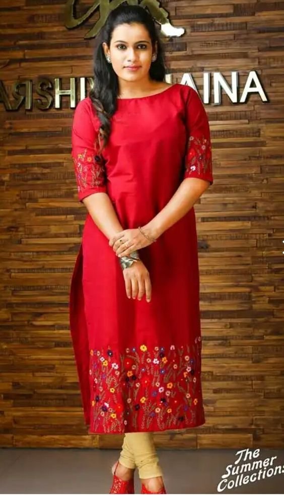 red kurti design