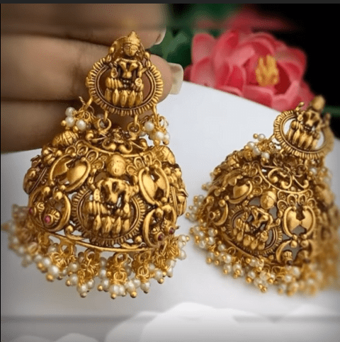 Latest beautiful antique gold jhumka designs 11