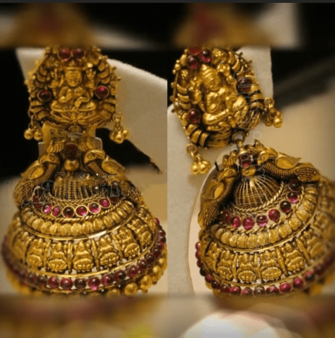 Latest beautiful antique gold jhumka designs 13