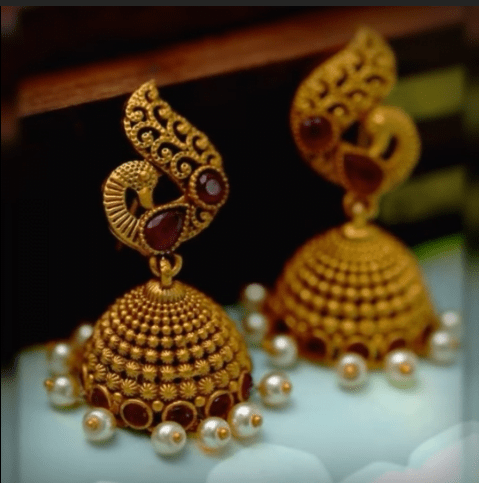 Latest beautiful antique gold jhumka designs 16