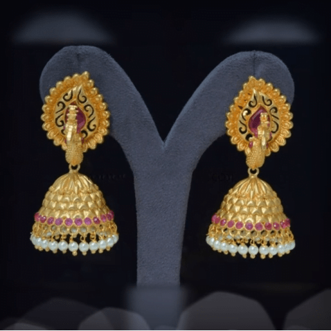 Latest beautiful antique gold jhumka designs 18