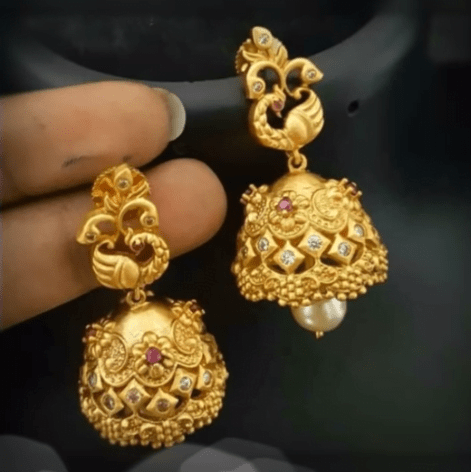 Latest beautiful antique gold jhumka designs 19