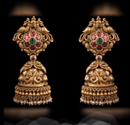 Latest beautiful antique gold jhumka designs 21