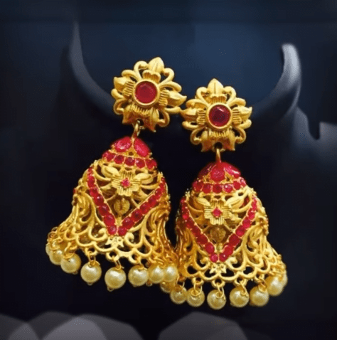 Latest beautiful antique gold jhumka designs 23