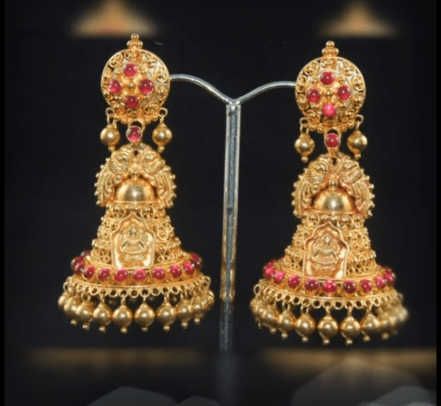 Latest beautiful antique gold jhumka designs 24