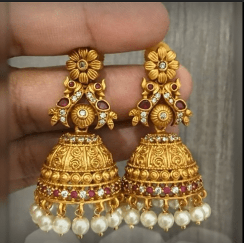 Latest beautiful antique gold jhumka designs 3