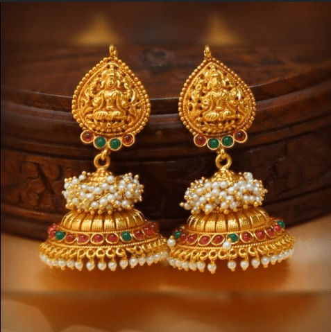 Latest beautiful antique gold jhumka designs 4