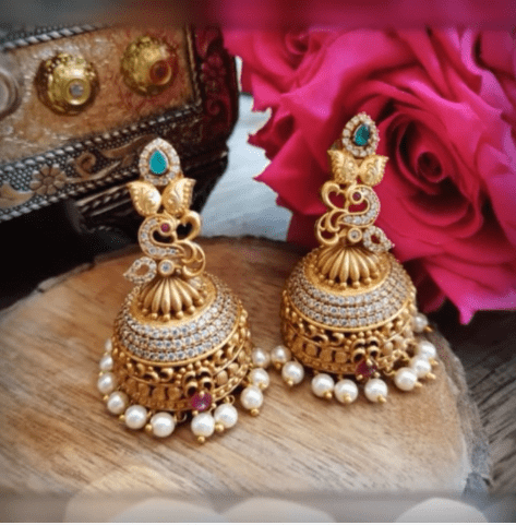 Latest beautiful antique gold jhumka designs 5