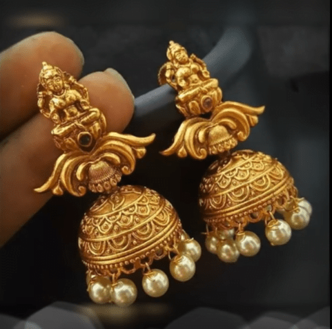 Latest beautiful antique gold jhumka designs 6