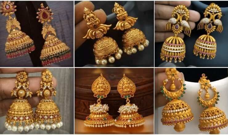 Latest beautiful antique gold jhumka designs