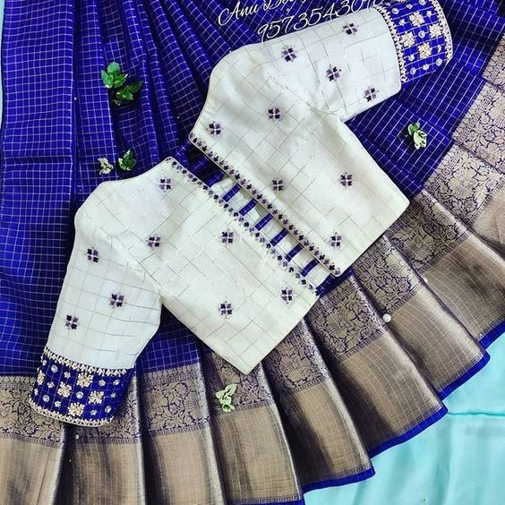 blue saree matching blouse