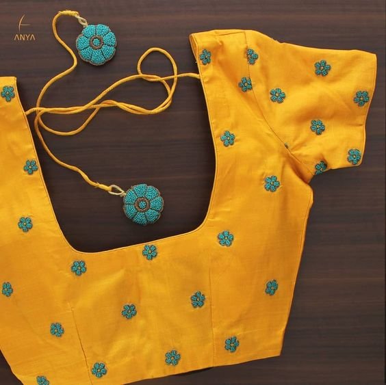 yellow hand embroidery blouse