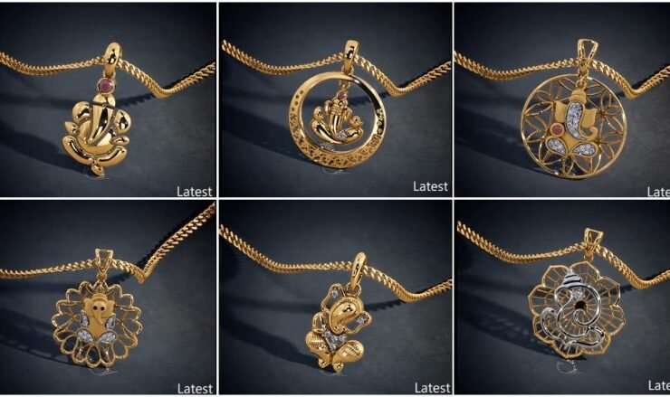 Latest gold lord ganesha pendant designs