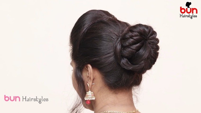 Messy bun with front puff hairstyle 1