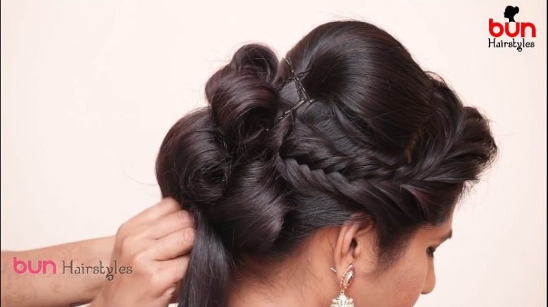 Messy bun with front puff hairstyle 10