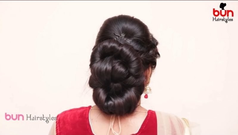 Messy bun with front puff hairstyle 12