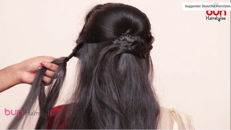 Messy bun with front puff hairstyle 6