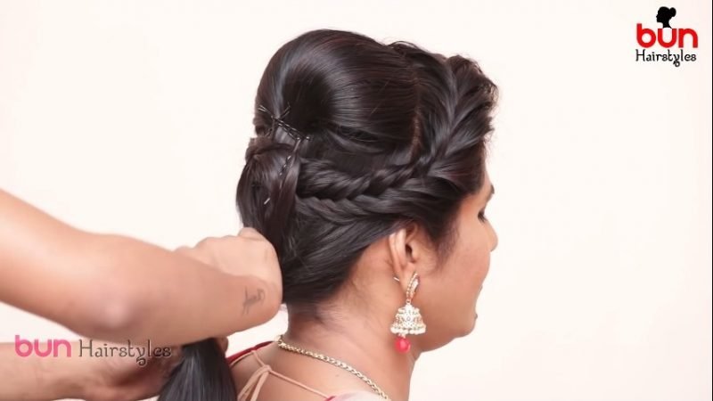 Messy bun with front puff hairstyle 7