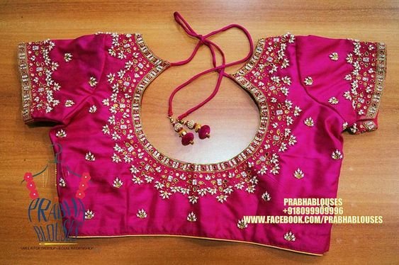 pink blouse with back neck design