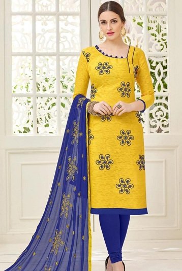 blue and yellow salwar suit