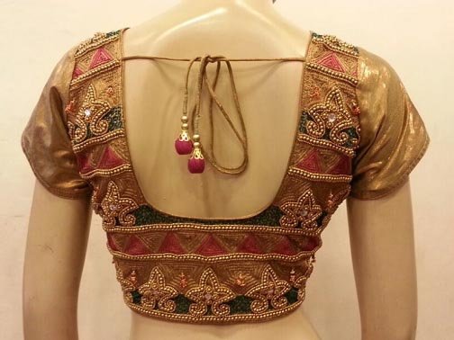 golden hand work designer blouse