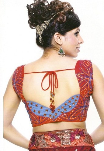 red traditional looking blouse design