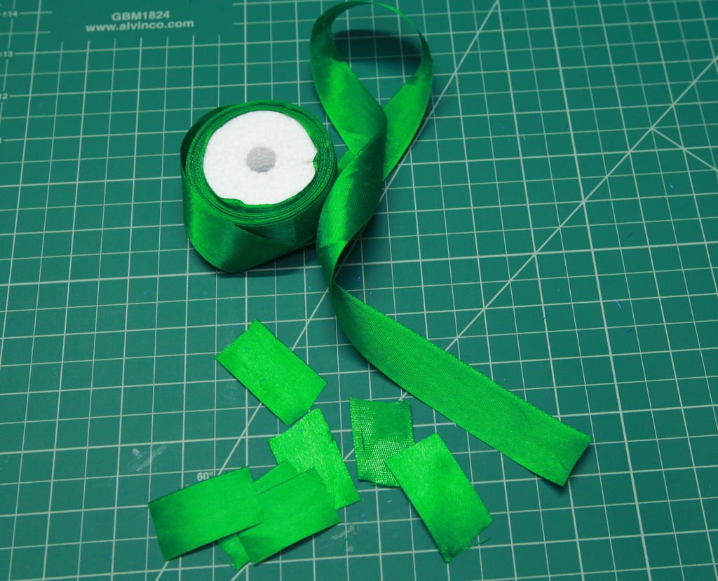 take green satin ribbon