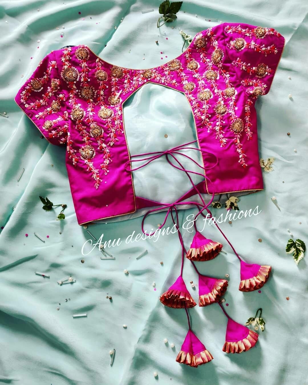 pink beautiful worked design blouse