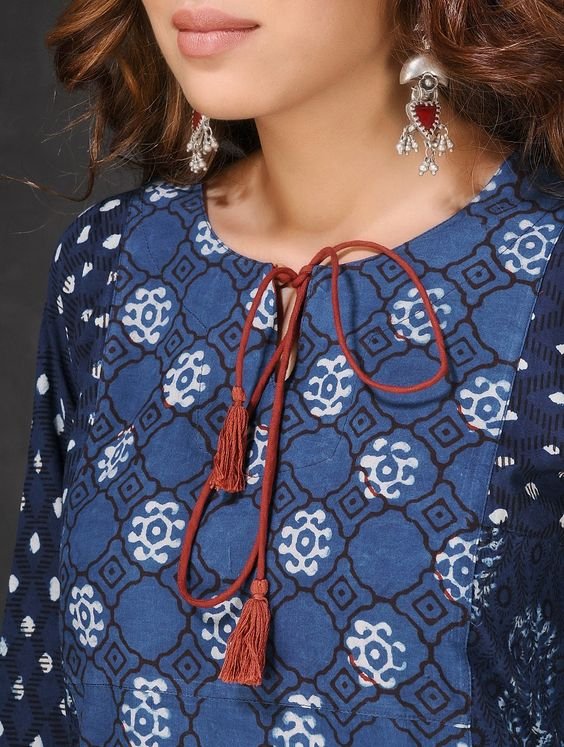 blue cotton indian kurti design