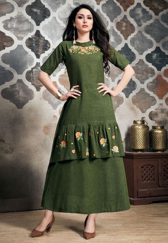 green veriety model kurti