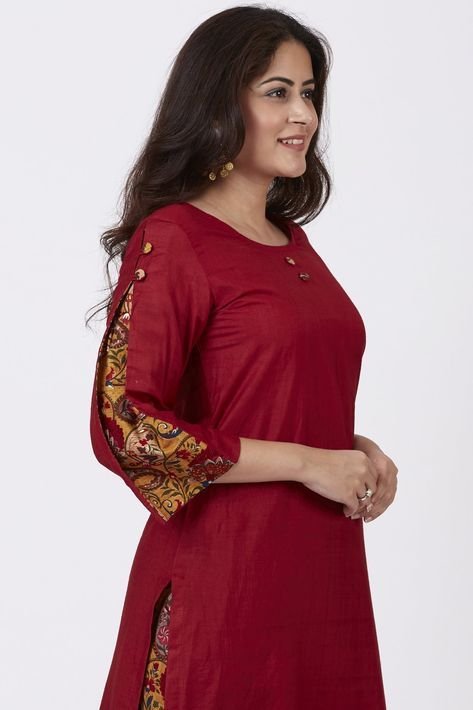 stylish red kurti design