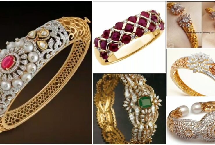 Gold Stone Bridal Bangle Designs