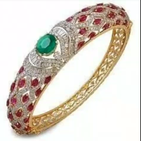 Gold Stone Bridal Bangle Designs14