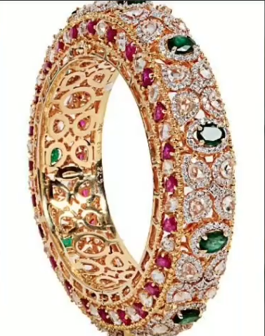 Gold Stone Bridal Bangle Designs15