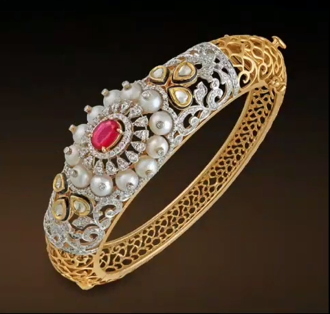 Gold Stone Bridal Bangle Designs6