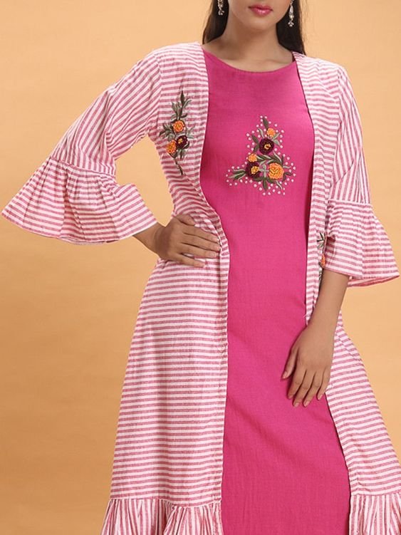 kurti with over coat design