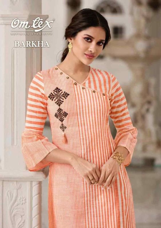 orange color kurti design