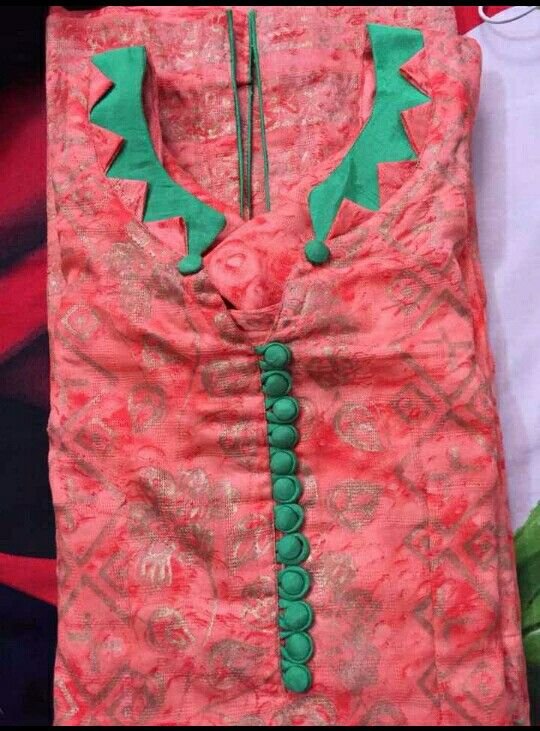 red kurti with neck design