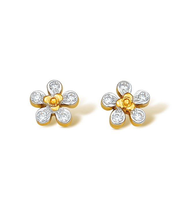 beautiful floral stone ear stud