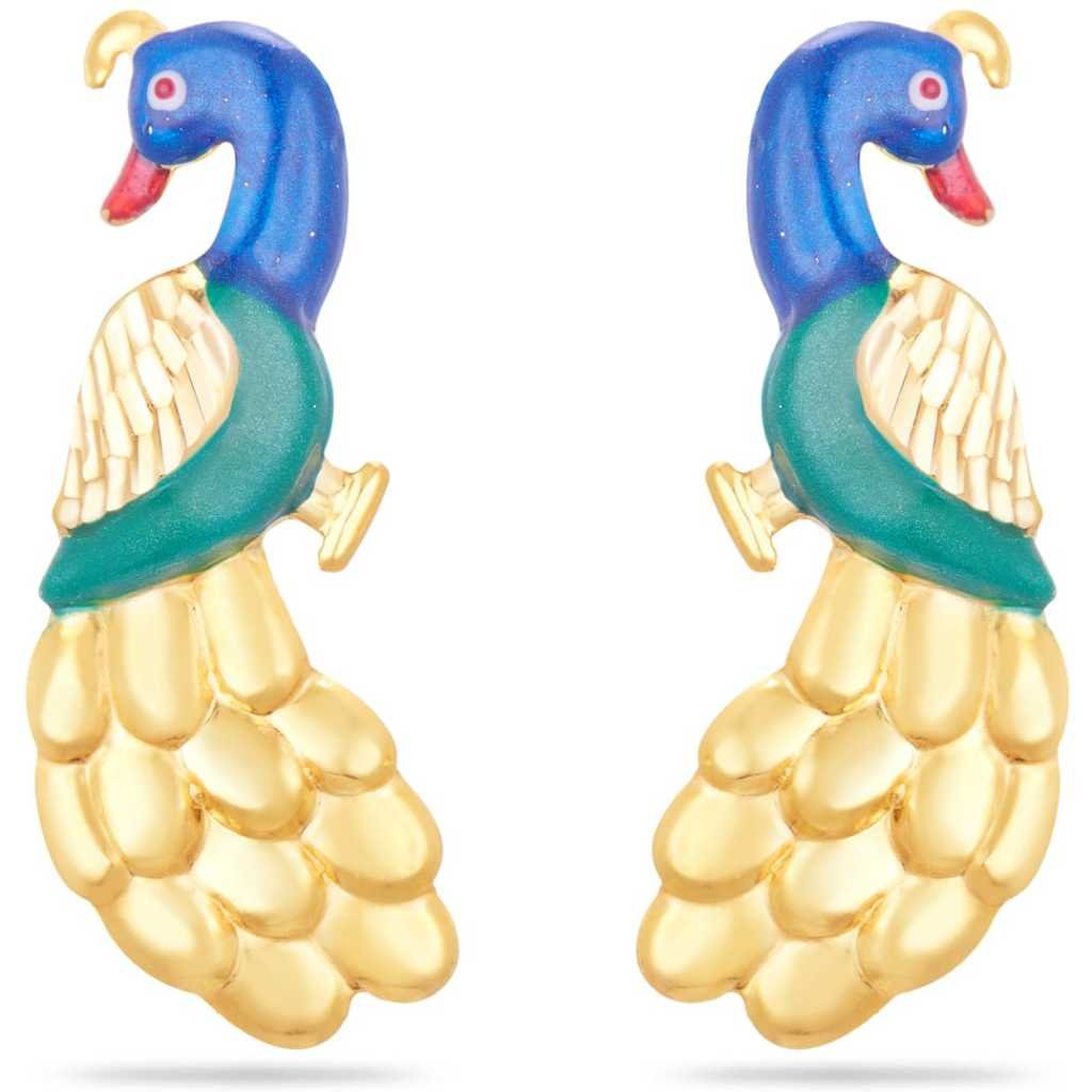 peacock design ear stud